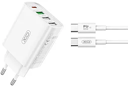 Мережевий зарядний пристрій XO L120 20w PD/QC3.0 3xUSB-A/USB-C ports USB-C to USB-C cable white
