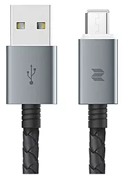Кабель USB Rock Metal & Leather micro USB Cable Space Gray