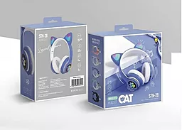 Беспроводные наушники котики с ушками CAT STN-28 Blue - миниатюра 4