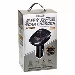 Автомобильное зарядное устройство с FM-Модулятором RCC109 2xUSB-A ports car charger black - миниатюра 3
