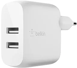Мережевий зарядний пристрій Belkin 24W 2.4A 2xUSB-A White (WCB002VFWH)