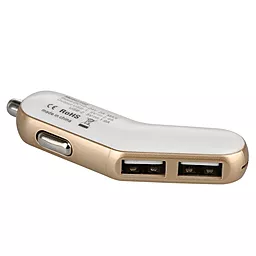 Автомобильное зарядное устройство Baseus 2USB Car charger 2.4A White/Gold (smart-thin business series) - миниатюра 6