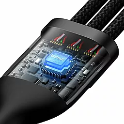 Кабель USB Baseus Flash II 100w 5a 3-in-1 USB to Type-C/Lightning/micro USB сable black (CASS030001) - миниатюра 3