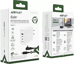 Сетевое зарядное устройство AceFast A37 100W QC/PD USB - A + 3x USB - C + USB - C Cable White - миниатюра 4