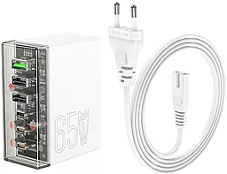 Сетевое зарядное устройство Hoco N36 Fuerza 65w PD 3USB-C/3xUSB-A ports home charger white