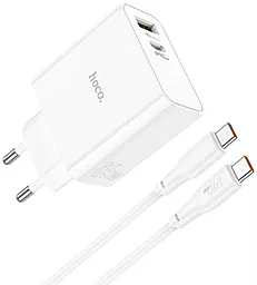 Сетевое зарядное устройство Hoco C113A 65W GaN PD Awesome charger set USB-A-C + USB-C-С Cable White - миниатюра 2