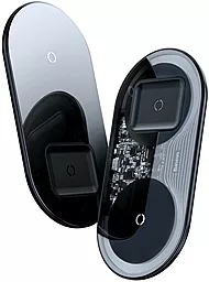 Беспроводное (индукционное) зарядное устройство быстрой QI зарядки Baseus Simple 2in1 Wireless Charger 18W Max For iPhone + AirPods Black (WXJK-01) - миниатюра 7