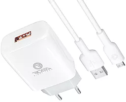 Сетевое зарядное устройство Ridea RW-11111 Element 10.5W 2.1A USB-A + microUSB cable White