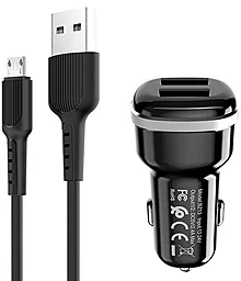 Автомобильное зарядное устройство Borofone BZ13 2USB Micro USB Cable Black