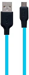 Кабель USB Hoco X21 Plus Silicone 0.25M micro USB Cable Blue - миниатюра 2