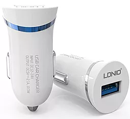 Автомобильное зарядное устройство LDNio Singl USB Car charger 2.1A White (DL-C12) - миниатюра 4
