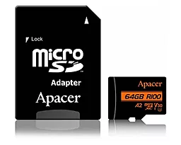 Карта памяти Apacer 64 GB microSDXC UHS-I U3 V30 A2 + SD-adapter (AP64GMCSX10U8-R)