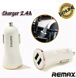 Автомобільний зарядний пристрій Remax 2USB Car Charger White / Gold (RCC206) - мініатюра 4
