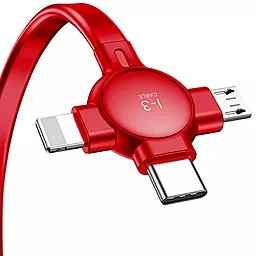 Кабель USB Baseus Little Octopus 15w 3a 3-in-1 USB to Type-C/Lightning/micro USB cable red (CAMLT-AZY09) - миниатюра 2
