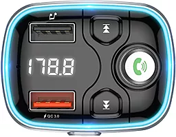 Автомобильное зарядное устройство с FM-модулятором и быстрой зарядкой Borofone BC32 Sunlight 18W Black - миниатюра 6