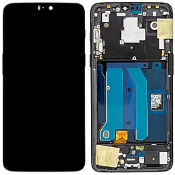 Дисплей OnePlus 6 (A6000, A6003) з тачскріном і рамкою, оригінал, Mirror Black