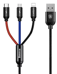 Кабель USB Baseus Three Primary Colors 3.5A 0.3M 3-in-1 USB to micro USB/Type-C/Lightning Cable Black (CAMLT-ASY01)