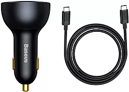 Автомобільний зарядний пристрій Baseus Digital Display 140W PD/QC 4.8A USB-A-C + USB-C-C 240W Cable black (CGZX070001)