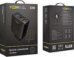 Сетевое зарядное устройство Yoki Led YK-33PD+QC 33W 3A USB-A-C Black - миниатюра 5