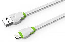 Кабель USB LDNio Lightning flat 2.1A White (LS04) - миниатюра 2