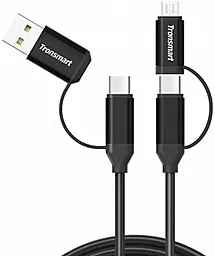 Кабель USB Tronsmart 4-in-1 to USB-C+A - Type-C/micro USB Cable black (C4N1) - миниатюра 2
