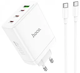 Сетевое зарядное устройство Hoco N31 Leader GaN 3xUSB-C+A PD100W + QC3.0 + USB-C-C Cable White