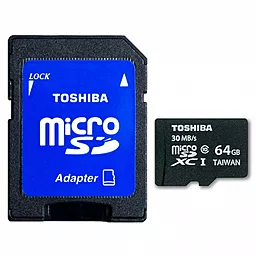 Карта памяти Toshiba microSDXC 64GB Class 10 UHS-I U1 + SD-адаптер (SD-C064UHS1(BL5A)