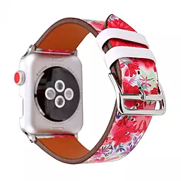Сменный ремешок для умных часов Leather Series Flower Pattern — Apple Watch 42 mm | 44 mm | 45 mm | 49 mm Red Flower Arrows