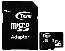 Карта памяти Team microSDHC 8GB Class 4 + SD-адаптер (TUSDH8GCL403)