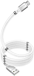 Кабель USB Hoco U91 Magnetic micro USB Cable White - миниатюра 3
