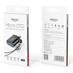 OTG-переходник Yesido GS07 M-F micro USB -> USB-A 3.0 Black - миниатюра 2