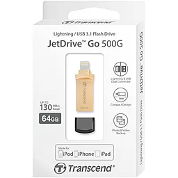 Флешка Transcend 64GB JetDrive Go 500 Gold USB 3.1/Lightning (TS64GJDG500G) - мініатюра 8
