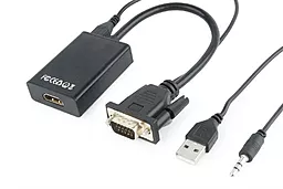 Відео перехідник (адаптер) Cablexpert VGA-HDMI зі звуком 0.15m чорний (A-VGA-HDMI-01)