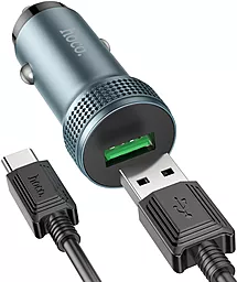 Автомобильное зарядное устройство Hoco Z49A Level 18W QC USB-A + USB-C Cable Metal Gray - миниатюра 3