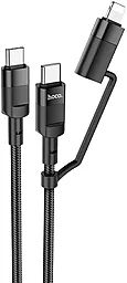 Кабель USB PD Hoco U106 100w 5a 2-in-1 USB Type-C to Lightning/Type-C cable black