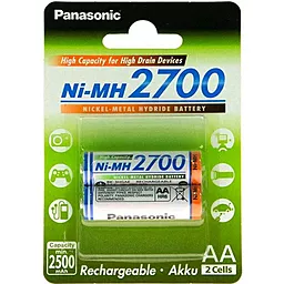 Аккумулятор Panasonic AA (R6) High Capacity (2700mAh) 2шт (BK-3HGAE/2BE)
