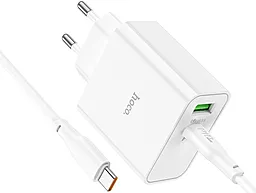 Сетевое зарядное устройство Hoco C113A 65W GaN PD Awesome charger set USB-A-C + USB-C-С Cable White - миниатюра 3