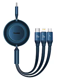 Кабель USB Baseus Bright Mirror 2 Series 100W 1.1M 3-in-1 USB to micro/Lightning/Type-C Cable Blue (CAMJ010203) - миниатюра 1