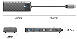 Мультипортовый USB Type-C хаб Orico 4-in-1 black (PAPW2AC-C3-015-BK-EP) - миниатюра 3