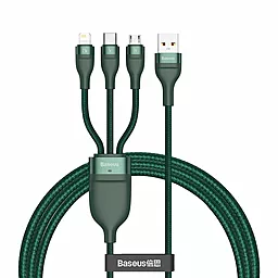 USB Кабель Baseus Flash 66w 5a 3-in-1 USB to Type-C/Lightning/micro USB Cable green (CA1T3-06)