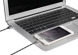 Кабель USB Momax Elit Link Lightning Cable Woven Braid 2.4A Gray(DDMMFILFPA) - миниатюра 3
