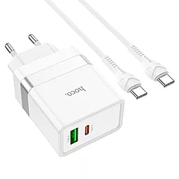 Сетевое зарядное устройство Hoco N21 Topspeed 30w PD/QC3 + USB-C/USB-C cable white - миниатюра 2