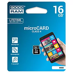 Карта памяти GooDRam microSDHC 16GB Class 4 (M400-0160R11) - миниатюра 2