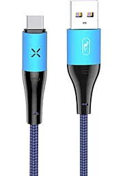 Кабель USB SkyDolphin S49T LED Aluminium Alloy 3A USB Type-C Cable Blue (USB-000568)