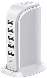 Сетевое зарядное устройство iKaku 2.4a 5xUSB-A ports home charger white (KSC-741-Wh)