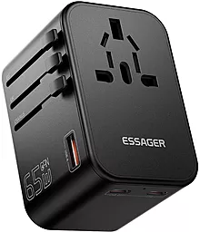 Сетевое зарядное устройство Essager 65w GaN PD/QC4.0 2xUSB-C/USB-A ports charger black (JY-309)