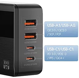 Сетевое зарядное устройство LDNio A4809C GaN 100W QC/PD 2xUSB-A-2xC + Display Black - миниатюра 7