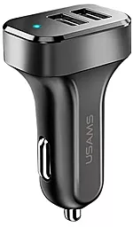 Автомобильное зарядное устройство Usams King-Tu Series C13 Double Car Charge + U35 USB-C cable black - миниатюра 2