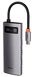 Мультипортовый USB Type-C хаб Baseus Metal Gleam Series Multifunctional Docking Station Grey (CAHUB-CX0G)
