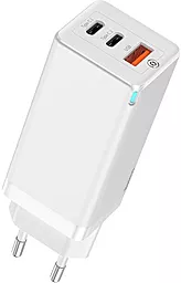 Мережевий зарядний пристрій з швидкою зарядкою Baseus GaN Quick Travel Charger 1USB + 2USB Type-C 65W White (CCGAN-B02)